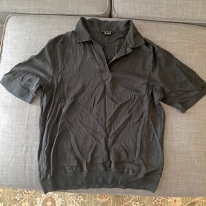 Black 100% Silk Theory Polo Shirt Size L